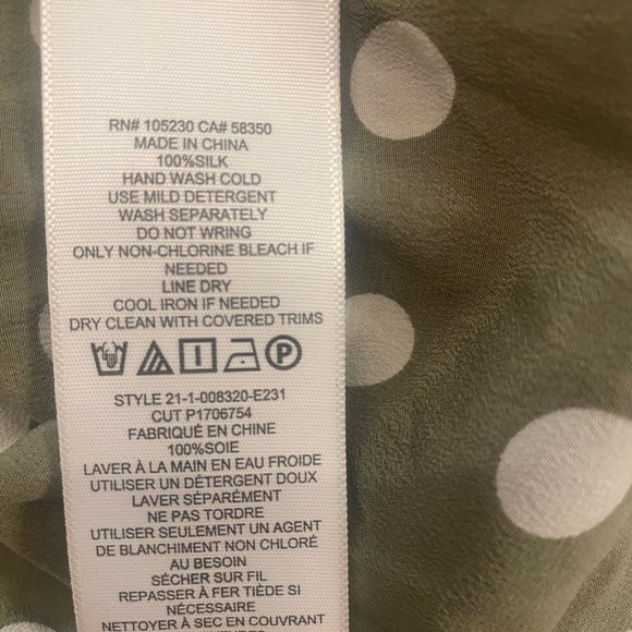 Equipment Women’s Silk Olive Sage Polka Dot Button-Down Long sleeve Shirt New M - Picture 14 of 14